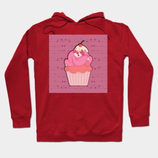 Funny sloth with cupcake in pink Hoodie